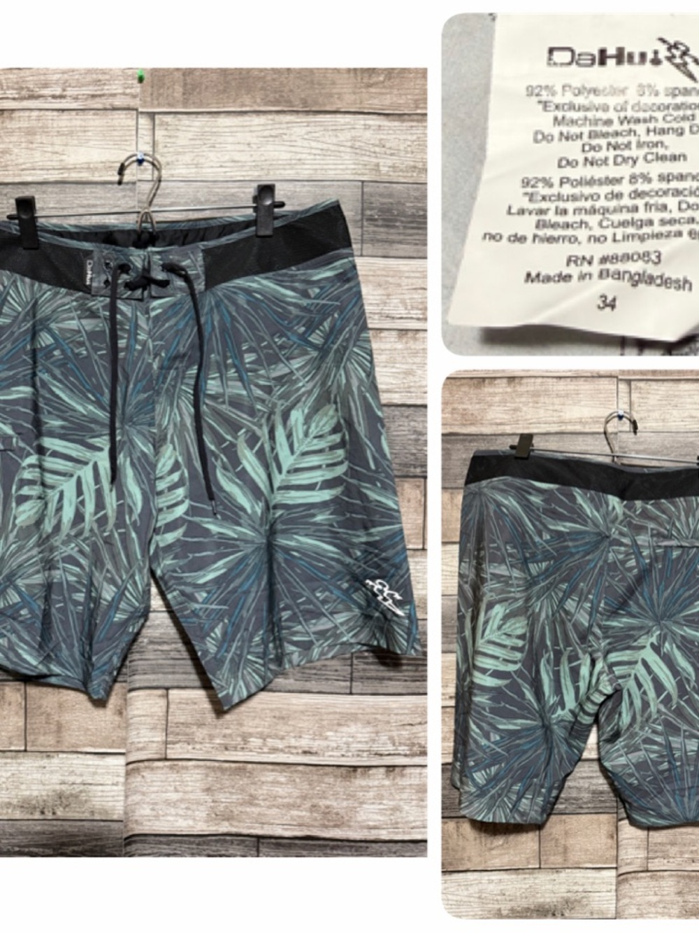 Da Hui Floral Tropical Boardshorts Men’s 34 (Inseam 9.5) Stretch Cargo Pocket